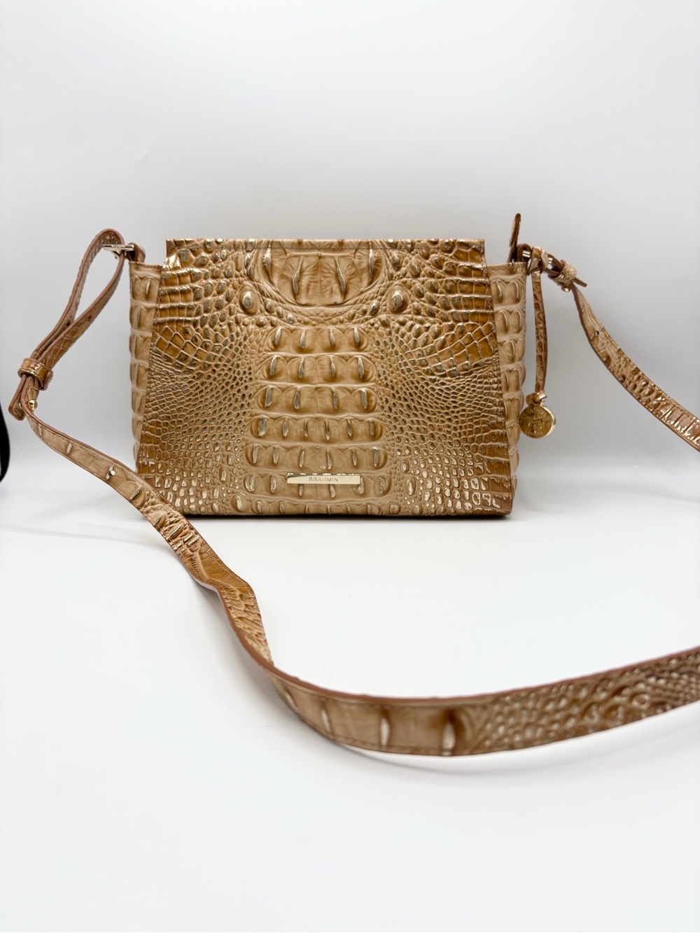 Brahmin Hillary Pecan Melbourne Croc Embossed Leather Crossbody Bag
